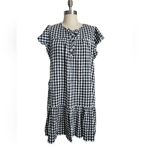 DENVER HAYES Black & White Check Ruffle Hem Dress | SZ L